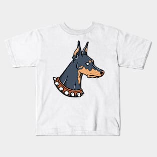 Hand drawn cute doberman illustration Kids T-Shirt